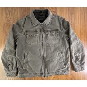 Guess Los Angeles Men's L Jacket Full Zip Canvas Barn Field Chore Khaki Beige
